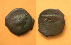 Olbia, Sarmatia city issue, Eagle on Dolphin, 400-370 BC